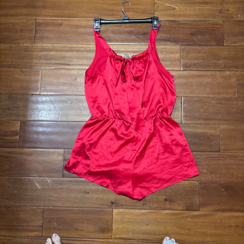 Victoria's Secret Red Satin Tie-Back Romper Sleepwear Y2K|Coquette| Medium - Picture 3 of 5